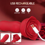 Rose Anal Vibrator Adult Sex Toy Anal Plug Vibrator, 10 Modes, Rechargeable Waterproof Remote Control Vibrating Stimulator Couple Sex Toy Dildos Women Game?Red