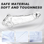 3 Sizes Penis Sleeve Set,Reusable Penis Sleeve Extender,Tpe Penis Extender,Penis Enlarger,Realistic Texture Men'S Sleeve,Male Penis Sex Toy,Penis Cuff Thickened Testicle Ring Male Sex Toy-Transparent