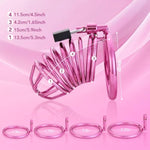 Male Cock Cage Chastity Device - Iron Chastity Cock Cage Device With 4 Active Sizes Rings Adult Sex Toy For Men Penis Exercise | 2 Keys And Invisible Lock Included | Extra-Large Size (Purple)