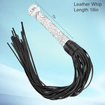 Sex Whip, 18" Leather Flogger With 7" Glass Handle, Bdsm Whip For Spanking Horse Riding Bondage, Adult Sex Toy For Men Women Couples Sm Cosplay