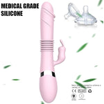 Silicone Thrusting Vibrator Dildo For Women, Clitoral Butt Nipple G Spot Stimulator With 10 Powerful Vibration Thrust And Lick Modes, Rechargeable Rabbit Vibrators Adult Sex Toys For Couple(Pink)