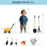 Kids Wagon With Beach And Garden Tools Set, Kids Shovel For Digging, Rake, 8Pcs Gardening Outdoor Toys For Ages 3-4