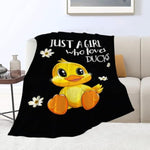 Cute Duck Blanket Just A Girl Who Loves Duck Throw Blankets Funny Gifts For Girls Boys Kids Animal Lover Soft Cozy Fleece Plush For Couch Sofa Bed 50"X40"