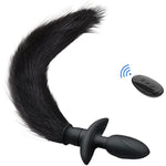 Vibrating Anal Foxtail Plug Remote Control Vibrator Butt Plug Anal Sex Toy For Men Women Couples Black