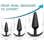 Silicone Anal Plug, Pack Of 3 Butt Plugs Training Set For Beginners Advanced Users With Flared Base Prostate Sex Toys