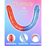 18 Inch Huge Double Ended Thick Big Dildo For Lesbian - Super Long Realistic Double Sided Dildos Gradient Jelly Flexible For Anal Vagina Play G-Spot Simulation Sex Toys For Women Men Couple