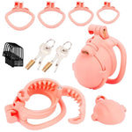 Pink Male Bdsm Nylon Chastity Device Cock Cage Upgraded 3D Cage With 4 Arc Rings Set With Spikes Feel The Pain, Cbt Chastity Cage Men Abstinence Penis Bondage Sm Extreme Fetish Sex Toy
