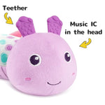 Infant Baby Musical Stuffed Animal Activity Soft Toys With Multi-Sensory Crinkle, Rattle And Textures, For Tummy Time 0-3-6-12 Months Girls, Caterpillar, Purple With Mirrow
