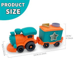 Toy Bioplastic Train Set With Wagon, For Kids Toddler Boys And Girls, Bpa Free, Phthalates Free, Pvc, Recycled Plastic Birthday Gifts For 2 3 4 Year Boy Girl? Orange And Teal