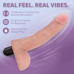 Blush 5.5" Vibrating Dildo For Beginners - 10 Vibrating Functions For Intense Stimulation - G-Spot Stimulating Realistic Cock - Basic 5 Body-Safe Adult Sex Toy For Women, Men & Couples - (Beige)