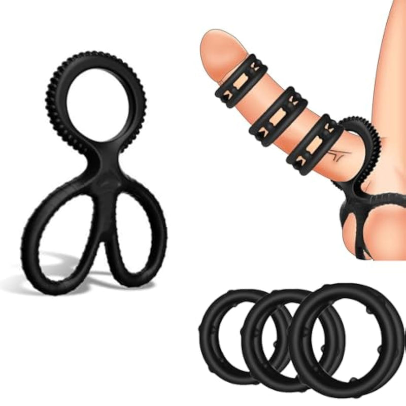 Sex Toys Penis Ring Silicone Cock Rings For Men Set With 4 Different Sizes For Erection Enhancing,Long Lasting Stronger Sexual Stimulation Glans Ring,Adult Toys For Couples Pleasure