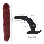 Butt Plug Tail,Silicone Black Knot Anal Plug with Removable Furry Tail and T-Base,Anal Plug Tail Sex Toy for SM Adult Games Cosplay