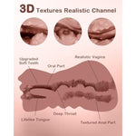 Male Masturbator Sex Toys For Men - 3 In 1 Pocket Pussy Sex Doll Adult Toys Mens Blowjob Stroker With Bullet Vibrator,10 Vibration Modes Male Sex Toy With 3D Realistic Textured Adult Toy (Dark Wheat)