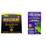 TROJAN Magnum BareSkin Large Condoms 24 Count and Extended Pleasure Climax Control Condoms 12 Count Bundle