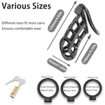 Male Chastity Cage,Large Cock Cage Device With 3 Sizes Rings And Invisible Lock For Abstinence Man Penis Exercise Training Bondage Adult Sex Toys Black (Xl)