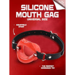 Open Mouth Gag,Female Sex Toy Mouth Gag Silicone Opening Gag Sex Toys Mouth Gags For Adult Play Opener Plug Bondage Leather Strap Lips Ring Open Gag For Couples Toys Mouth Gag Game (Red)