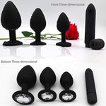 Vibrating Anal Plug, 4Pcs Anal Sex Toys Soft Silicone Massager Trainer Kit Anales Plug Toys For Beginners (4Pcs Black)