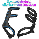 Triple Penis Ring For Men - Black Silicone Cock Ring With Ribbed Texture For Harder Longer Stronger Erections - Erection Enhancing Sex Toy