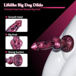 Knotted Dog Dildo With Suction Cup, 9.6Inch Long Thick Silicone Anal Dildos Plug Suction Cup Adult Sex Toys For Advancers Women Lesbian And Men(Exotic)