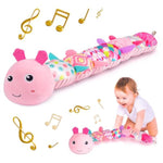 Infant Baby Musical Stuffed Animal Activity Soft Toys With Multi-Sensory Crinkle, Rattle And Textures, For Tummy Time Newborn 0-3-6-12 Months Girls, Caterpillar, Pink