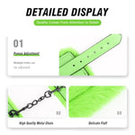 Green Leather Fluffy Handcuffs - Sex Blindfold And Handcuffs Sex Whip Set- Leather Cuffs Restraint Handcuffs Fluffy Adjustable-B19 (Green-01)