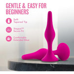 , Luxe Beginner Silicone Butt Plug - Small Size - Soft, Tapered Heads - Satin Smooth Silicone Anal Trainer- Suction Cup Base - Pleasurable Adult Sex Toy For Women And Couples - Pink