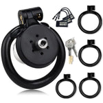 Inverted Chastity Cage Sex Toys Penis Cage With Urinal Holder And 4 Different Rings Chastity Device With Invisible Lock And Belt Used To Man Bondage Cock Cage With 5 Disposable Locks (A,Black)
