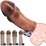 Vibrator Silicone Penis Sleeves Reusable Condoms Cock Rings Enlarger Penis Extender Sex Toy For Men Adult (A)