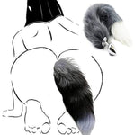 Gray Tail Anal Plug Sexual Set, Sex Toy Of Butt Plug With Tail For Cosplay (Wolf Tail, Small)