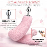 Anal Plug Butt Plug with Faux Fox Tail Cosplay BDSM Sex Bondage Toy SM Adult Games Detachable Tail for Women and Men (Pink)