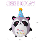 Raccoon Plush Toy 10 Inch Cute Birthday Stuffed Animal Soft Raccoon Plushies Pillow Wear Unicorn Birthday Hat Kawaii Cartoon Doll Gifts For Kid Toddlers Home Room Decoration