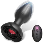 Sex Toys Vibrating Anal Plug - Anal Sex Toys Prostate Massager, Remote Control Anal Butt With 10 Modes & Rose Base, Waterproof Silicone Rose Adult Sex Toys & Games(Black)