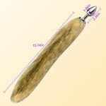 Wild Fox Tail With Stainless Steel Anal Plug Anal Tail Sex Toys Butt Plug Anal Stimulator For Women Cospaly Role Play Brown