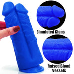 7.8 Inch Double Dildo, Big Thick Dildos For G Spot And Anal Stimulation With Strong Suction Cup, Huge Penis Anal Plug Adult Sex Toy For Women And Men (Blue)