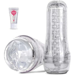 Male Masturbator Sex Toy For Men - Transparent Manual Squeezable Sucking Pocket Pussy Portable Masturbation Cup With 7.5“ Depth Lifelike Textured Vagina Blowjob Masturbating Stroker