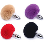 Set Of 4 Pieces Fluffy Bunny Tail Stainess Steel Anal Butt Plug Rabbit'S Tail Adult Sex Toy For Couples Adults