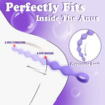 8.2-Inch Anal Beads Butt Plug with Pull Ring, Beginner's Design G-Spot Stimulator with 7 Progressive Beads, Soft Silicone Prostate Massager Anal Plug, Sex Toys for Women Men & Couples (Purple)