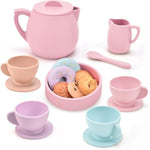20 Pcs Silicone Tea Party Set For Little Girls Kids Toddlers Tea Set With Tea Pot Cups Food Pretend Play Kitchen Accessories Christmas Birthday Gift For Girls Age 2 3 4 5 6 Year Old Toys