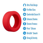 Blush - Performance Plus - Pursuit Cock Ring - Made with Purio Platinum-Cured Liquid Silicone - Wrapped in UltraSilk Satin Smooth - Premium Durable Design - Male Adult Sex Toy - in Red
