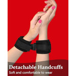 Adjustable Bondage Restraints Kit For Couples - Neck To Wrist Cuffs With Blindfold, Soft Handcuffs For Bedroom Play, Beginner-Friendly Bondage Gear Set For Adults (Black)