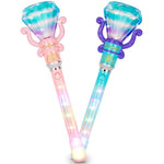 Light Up Princess Wands For Kids (Set Of 2) - Pink And Blue Fairy Wands With Spinning Leds, Batteries Included - Light Up Wand For Girls And Boys, Perfect Pretend Play Toys