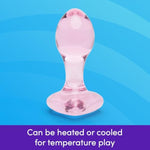 Heart Butt Plug - 3 Inch Glass Anal Plug - Firm 4 Inch Girth & Hypoallergenic - Waterproof - Pink