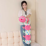35.4 Inch Caterpillar Stuffed Animals Colorful Plush Toys Hugging Pillow Jumbo Soft Plushies Doll (Pink)