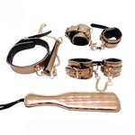 Bdsm Kit Bondage Set Sex Restraints Spanking Handcuffs Footcuffs Collar Leather Adult Games Male And Female Sexy Toys