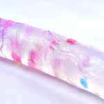 12.2*1.7 Inch Double Ended Confetti Dildo For Women, Soft Liquid Silicone Realistic Long Anal Double Sided Dildo Clear With Veins, Large Big Wide Double Ended Clear Dildo Shower Sex Toys For Lesbian