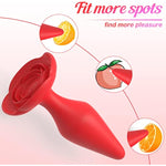 Silicone Anal Butt Plug Rose Sex Toy, Pack Of 3 Anal Training Set For Comfortable Long-Term Wear, Anal Sex Trainer For Beginners Advanced Users,Red