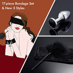 17Pcs Bondage Restraint & Strap-On Vibrating Dildo Sex Toys
