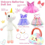 Ballerina Unicorn Toys For Girls Age 4-6, Unicorn Stuffed Animal Dolls Playset, 3 Set Ballet Princess Dress Up Doll With Rainbow Plush Bag, Unicorns Toy Gifts For Birthday Christmas Stocking Stuffers