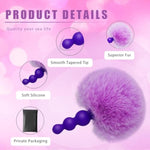 Rabbit Tail Anal Plug,Silicone Butt Plug,Anal Sex Toys For Men,Women And Beginners,Plug Anal For Couples,Butt Plugs For Cospaly (Three Beads)