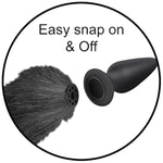 Snap-On Interchangeable 16.5 Inch Black & White Fox Tail For Anal Plug | Thick Long And Furry Animal Tail For Women | Soft Vegan Friendly Faux Fur Tail | Kinky Animal Play Fox Cosplay Tail | But